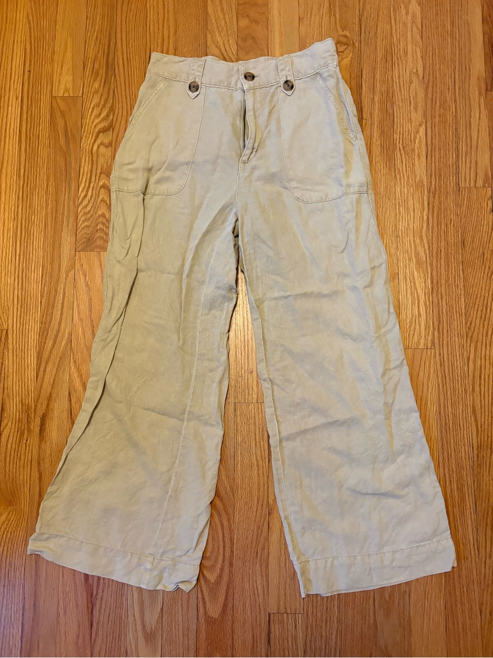Cynthia Rowley Light Beige Wide-Leg Chinos
